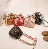 filles floral changement sac à main mode enfants designer foulard en soie décontracté sacs à une épaule femme impression seau sac enfants arc mini sacs à main F204