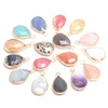 Breloques en pierre naturelle en forme de goutte d'eau, Quartz Rose, pendentif yeux de tigre, bricolage, collier druzy, boucles d'oreilles ou fabrication de bijoux, vente en gros