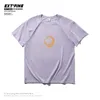 Casual T-shirt Moon Graphic Men Big Size Base Summer Short Sleeve Simple Cotton Chic