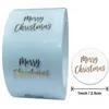 500 шт., наклейки с Рождеством, подарочная упаковка, круглые клейкие уплотнительные этикетки, тиснение золотой фольгой на прозрачной основе для рождественского декора, конверты, открытки, подарочная упаковка, 1 дюйм 122958