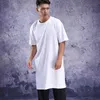 Vêtements d'été personnalité longue demi-manche t-shirt bas chemise à manches courtes t-shirt ample sur le genou long hommes 210722