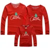 Julfamilj som matchar kläder full ärm Mamma dotter T-shirts Santa Claus Reindeer Elk Print Tees Red Top 210429