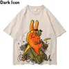 Grappige Cartoon Gedrukt Mannen Vrouwen T-shirt Korte Mouw Zomer Oversized Heren T-shirts Katoen Tee Shirts 3 Kleuren 210603