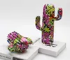 Painted Graffiti Cactus Creative Home Room Color Decorations Entrance Wine Cabinet Office Ornaments Resin Crafts 210811