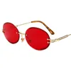 Luxury Rimless Steampunk Men Sunglasses Fashion Oval Women Sun Glasses Punk Designer Shades