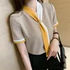 Camisas de blusas femininas Camisa de chiffon 2022 Escritório de verão Lady solto de manga curta Blusa básica rm RM