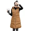 Automne hiver gilet femmes coton rembourré chaud épaissir longue femme femme à capuche Parka veste gilet vêtements d'extérieur amples 211018