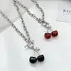 Ins Punk Resin Red Black Cherry Pendant Necklace For Women Girl Chunky Link Chain Fruit Choker Necklaces Chokers Godl22