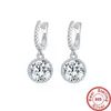 Corta Redonda 5ct Moissanite Brincos de Diamante 100% Real 925 Esterlina Festa de Prata Casamento Gota Dangle Brincos Para Mulheres Jóias