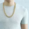 Męski hip hop naszyjnik złoty Miami mrożone kubańskie link łańcuch naszyjnik męski biżuteria dropshipping prezenty dla mężczyzn 14mm 24 cali kgn455 x0509 \ t