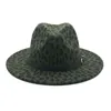 Leopard Imprimir Fedora Chapéu com Vermelho Bottom Mulheres Patchwork Chapéus Homens Jazz Panama Cap Homem Mulher Brim Grande Brim Caps Mens Trilby Outono Inverno Acessórios De Moda Atacessista