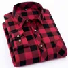 Chemise à carreaux de flanelle rouges Hommes Fashion Robe Chemise Casual Chaud Soft Manches Longues Chemises Camiseta Masculina Chemise Homme 210721