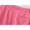 Elegant women straight trousers fashion ladies stylish long pants female vintage solid pink girl chic 210427