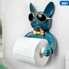 Toilet paper holder, dog image toilet hygienic resin tray free punching hand household towel rack reel 210720