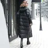 [EAM] Kış Kapüşonlu Uzun Kollu Katı Renk Siyah Pamuk-Yastıklı Sıcak Gevşek Büyük Boy Ceket Kadın Parkas Moda JD12101 210923
