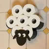 Toilet Roll Holder Sheep Wall Mount Black Metal Paper Wc Tissue Storage Decorative Bathroom Iron 210720