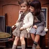 Tocoto crianças vintage meninas inverno suéteres e saia criança meninos tigre moda marca crianças knit roupas 210619