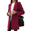 Wełniane mieszanki 2022 Spring Women Blazer Jacket Casual Solid Color Work Ruit Płaszcz Biuro Kieszenie modne