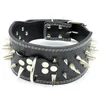 Dog Collars & Leashes Wide Leather Pet Collar Cool Spiked Studded For Medium Large Pitbull Rottweiler