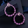 Micro Pave Pink Cubic Zirconia Stone Black Gold Large Round Dangle Drop Earrings for Women Brand Jewelry CZ563 210714