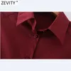 Zevity Spring Women Simply Solid Color Nieregularne Koszula Sukienka Sukienka Office Ladies Chic Długi Rękaw Biznes Vestido DS5033 210603