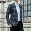Blazers de mode de style britannique Blazers Mode Plaid Casual Wedding Business Blazer Homme Slim Fit Robe Manteau Terno Masculino M-5XL 210527