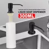 300ML Kitchen Sink Soap Dispenser Black ABS Detergent Liquid Soap Lotion Dispensers Stainless Steel Head HomeTools