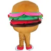 Desempenho Adorável Hamburger Mascote Traje Halloween Fantasia Vestido Desportivo Clube Cartoon Personagem Personagem Terno Carnaval Unisex Adultos Outfit Evento Promocional Adereços