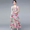 Vrouwen zomer ontwerper elegante print floral jurk vrouwelijke mode bruiloft feestje dames vintage a-lijn jurken vestidos 210525