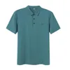 Mäns Polos Sommar Tunn Lätt Ice Silk Viskos Skjorta Män Kortärmad Brev Broderi Högkvalitativ 2022 Svart Poloshirt 3XL