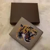 Mężczyźni Zwierzęta Krótki portfel skóra czarny wąż tygryse portfele pszczoły Kobiety w stylu Luksusowe luksusowe karty torebki z pudełkiem na prezent najwyższą jakość204i