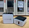 QC 3.0 Fast Wall Charger USBクイックチャージャーUS EUプラグ用iPhone X Samsung S10 S9 Wholesale Price