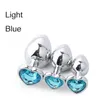 Nxy Sex Anal Toys Smooth Metal Anal Butt Plug Set Ass Sex for Women Crystal Jewelry Heart Steel Erotic Massager 1217