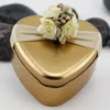 Mini boîte de rangement en métal fête inplate saint valentin boîte-cadeau chocolat de mariage avec emballage de décor de fleurs