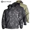 Han Wild Shark Skin Giacche da caccia conchiglia Militare Giacca Tattica Uomo Impermeabile Fleece Abbigliamento multicam cappotto a vento a vento 4xL 211013