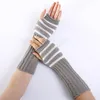 Gestrickte Lange Hand Handschuhe frauen Warme Gestreiften Winter Handschuhe Finger Handschuhe Für Frauen Mädchen Guantes Invierno Mujer Halbe Fäustlinge