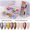 6 Colore Nail Art Glitters Pigment Set Pittura Fiori Fiori Acquerello Vernice Acquerello Specchio di Charme Specchio Glitter Polvere Blooming Shimmer Polvere solida