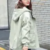 Kadın trençkotları Kore moda alet ceketi kısa rüzgarlık ceket 2022 Kadın Giyim Mektubu Baskı Bahar Sonbahar Kaput fermuarlı