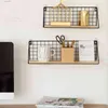 Wall Mounted Storage Rack Iron Floating Display Shelf Wire Wood Organizer Livingroom Holder Home Decorative Hanging Grid Basket 211112