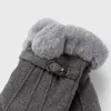 Guanti sportivi invernali Plus Velluto in pelle scamosciata Guanti caldi Donna Polso in peluche Cashmere Cintura elastica spessa Touch screen Guida J100