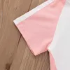 Os filhos do verão ajusta a manga curta ocasional O Pescoço Imprimir T-shirt Camiseta Calções cor-de-rosa Cute 2 pcs meninas meninas roupas ajustadas 2-6T 210629