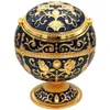 Windproof Ash Tray Vintage Zinc Alloy Flower Pattern Globe Cigarette Ashtray Lid Tabletop Portable Home Decor Ashtrays 210902