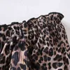 Wiosna Kobiety Leopard Drukuj Slash Neck Krótka koszula Kobieta Z Długim Rękaw Blonge Casual Lady Slim Crop Tops Blusas S8531 210430