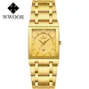 Luxury Gold Men Watches 2021 WWOOR Top Brand Fashion Square Quartz Watch Stainless Steel Waterproof Wrist Drop Wristwatches