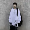 Loch Streetwear Hip-Hop Sweatshirt weiblich Herbst Korea ins Harajuku Vintage BF lose Mode langärmelig schick 210608