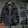 Erkek Ceketler 2021 Kapüşonlu Pamuk Liner Denim Jaket Erkekler Kış Mont Jean Moda Dış Giyim Rahat M-4XL