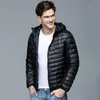 Men Winter Coat Fashion Hooded White Duck Down Jackets Plus Size Ultralight Down Coat Portable Slim Down Parkas 211015