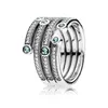 Anelli cluster autentici 925 sterling argento scintillante oceano anello moda oceano per le donne perline fascino regalo gioielli fai da te