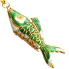 10 stks 6 cm Emaille Swing Koi Vis sleutelhanger Bedels Sleutels houders Chinese stijl Cloisonne Goudvis Leuke Sleutelhangers voor Vrouwen Mannen Bruiloft Gunst