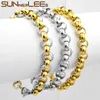 Fashion Jewelry 3mm~9mm Mens Womens Rolo Link Chain Silver Color Gold Plated Stainless Steel Bracelet SC43 B Link,
